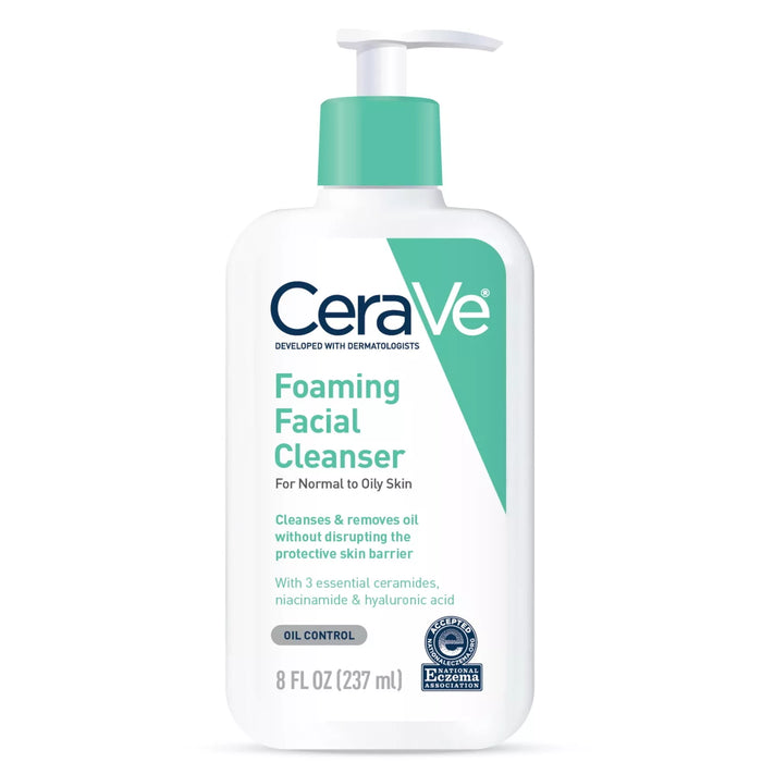 CeraVe Foaming Facial Cleanser, Daily Face Wash for Normal to Oily Skin,8 fl oz.