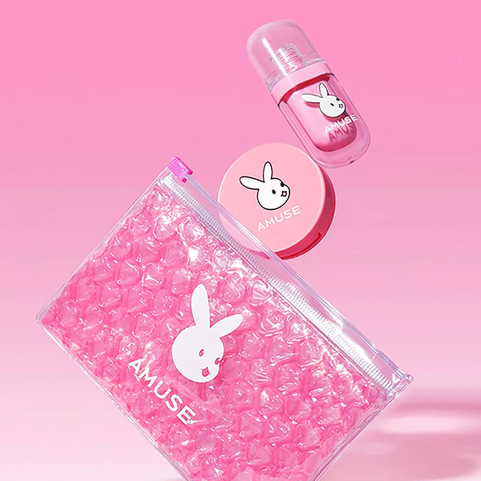 AMUSE Bunny Tongue Lip and Cheek Kit Set Blusher +  Tint  + Lip brush K-Beauty