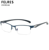 FELRES Half Frame Anti Blue Light Myopia Nearsighted Glasses Men Retro Business Glasses