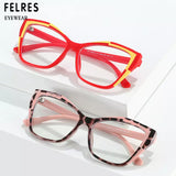 FELRES TR90 Women Cat Eye Anti Blue Light Myopia Nearsighted Glasses Full Frame Glasses