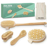 Mockins Natural Boar Body Brush Set Cellulite Massage Brush Dry Brush Exfoliate