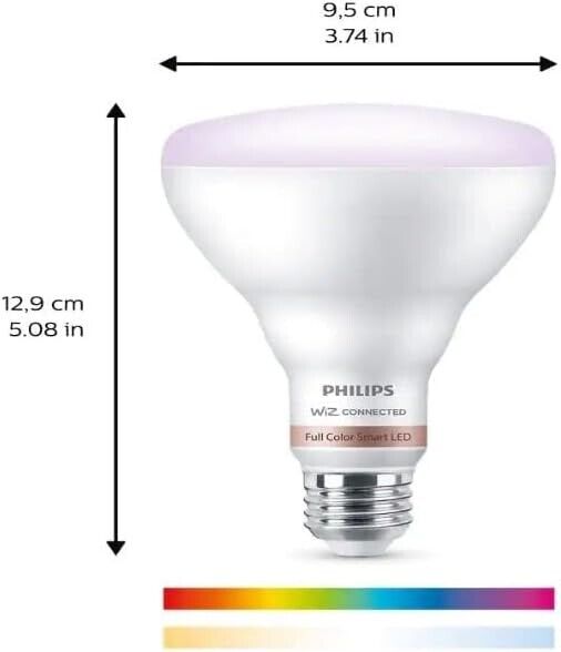 Philips Wiz LED Full Multi Color Wi-fi Smart Flood Light Bulb Dimmable 65w Br30