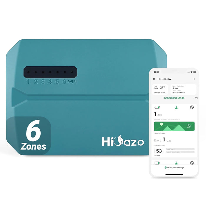 HIOAZO Smart Sprinkler Controller Irrigation System Watering Timer 6-Zone Cyclic Period