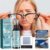 Lens Scratch Removal Spray, Eyeglass Windshield Glass Repair Solution, Lens Scratch Remover,Glasses Cleaner Spray for Sunglasses Screen Cleaner Kits, Eyeglass Glass Scratch Repair Liquid (1pc)