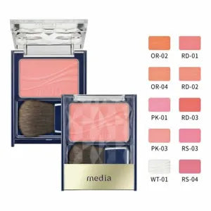 KANEBO MEDIA Bright Up Cheek Blush Palette with Brush N 2.8g - WT01 for Highlight