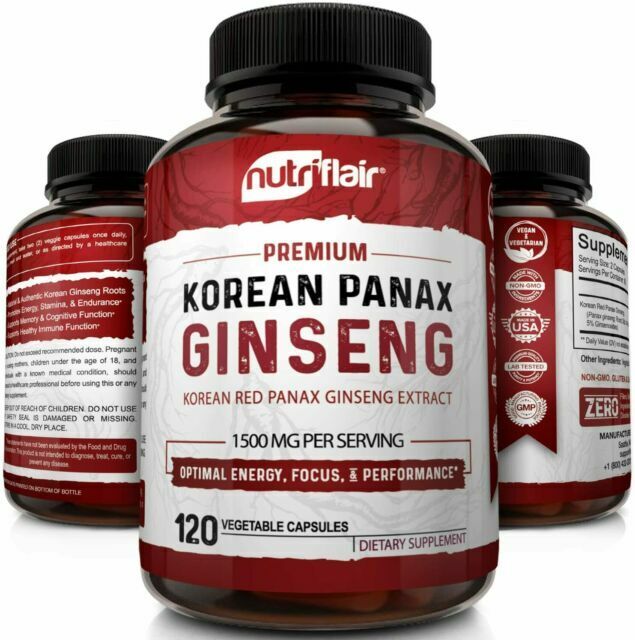 NUTRIFLAIR Korean Red Panax Ginseng - 1500mg, 120 Capsules