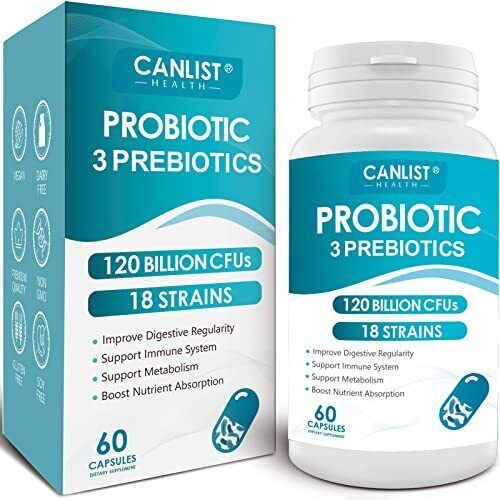 CANLIST 100 Billion Probiotics CFU Potency Gut Health Women Men 60 Capsules