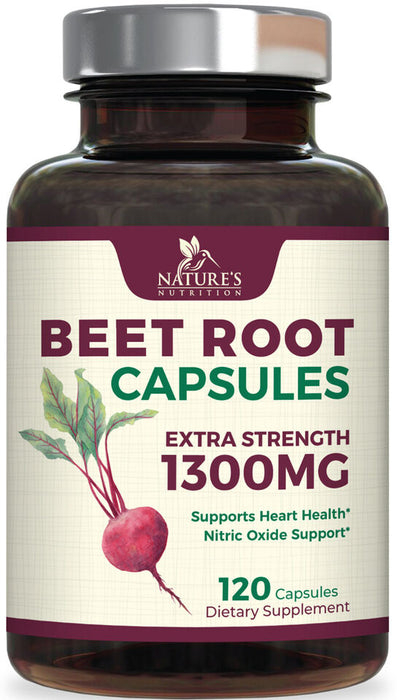 NATURE'S NUTRITION Beet Root Capsules 1300mg Beetroot Powder Extract