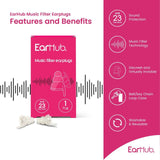 EARHUB Music Filter Earplugs, Noise reduction ear plugs| WAS £16.99 | 50% off