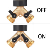 AJ Water Hose Splitter Heavy Duty 2 Way Solid Brass Y Valve Female Connector Garden