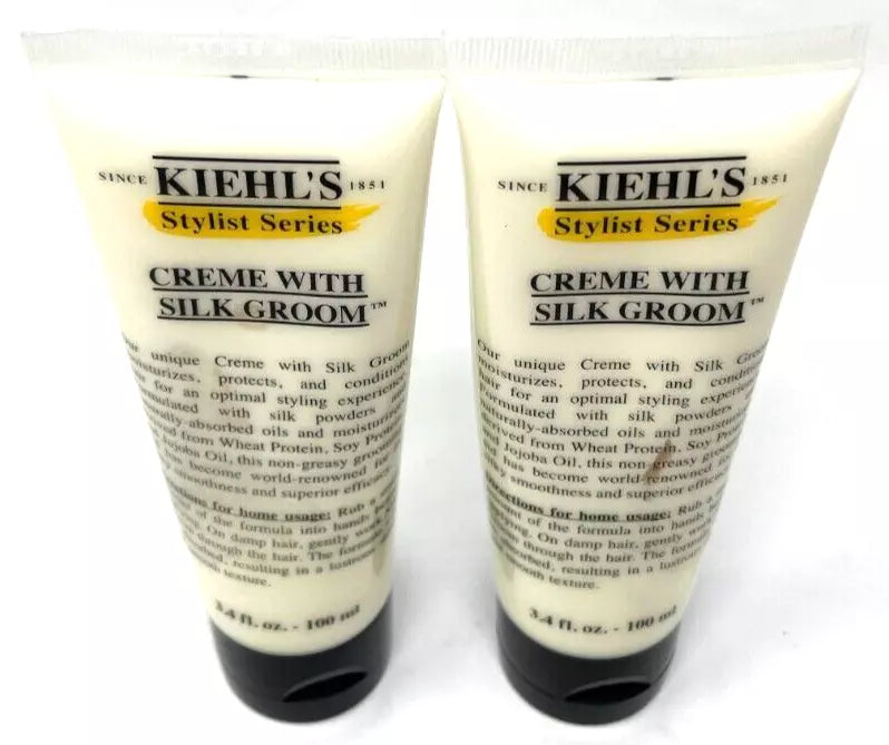 (2) Kiehl's Stylist Series Creme With Silk Groom Hair Cream Sealed 3.4 fl oz Ea