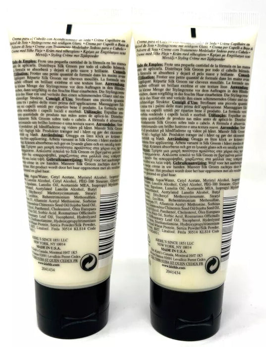 (2) Kiehl's Stylist Series Creme With Silk Groom Hair Cream Sealed 3.4 fl oz Ea