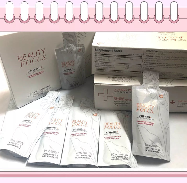 Nu Skin NuSkin BEAUTY FOCUS 30Days Liquid Collagen+Auth Strawberry Flavored wBox