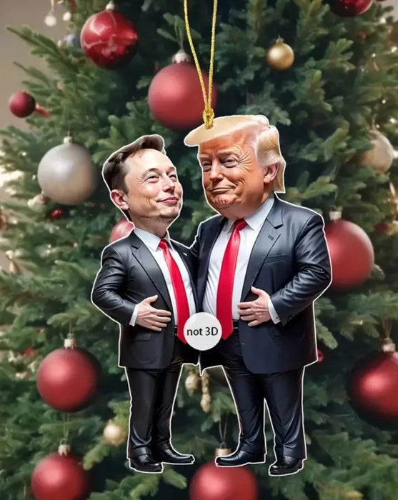 Elon Musk Donald Trump-Inspired Acrylic Christmas Ornament. New