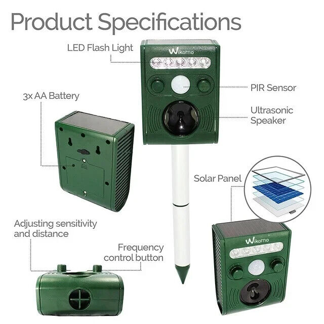 Solar Animal Repeller Ultrasonic Mole Repellent Waterproof with Motion Detector