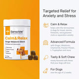 SensoVet Calm & Relax Soft Chews for Dogs - Ginger Melatonin Blend