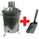 Srendi Small Medium Large 15L 60L 90L Litre Metal Galvanised Garden Incinerator Fire Bin Burning Leaves Paper Wood Rubbish Dustbin Shovel and Poker