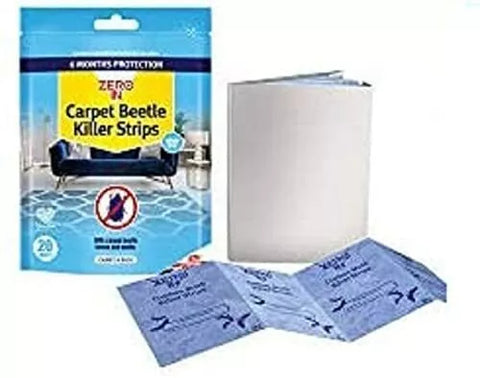 Zero In ZER974 Carpet Beetle Killer Strips (20 Tear-Off Strips, Dry Household
