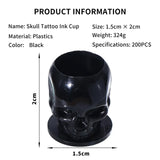 YILONG 200-1000PCS Tattoo Ink Cups Skull Shape with Base Permanent 4Colors Caps - Color Black 5 Pack(1000 pcs)