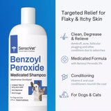 SensoVet Benzoyl Peroxide Medicated Shampoo for Cats & Dogs Treats Dandruff