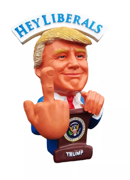 President Trump Funny Christmas F##K U Media Bobble Middle Finger Bobblehead