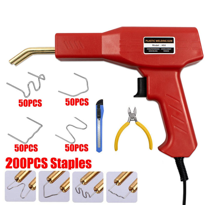 AMERIBOX Hot Stapler Gun Plastic Repair Car Bumper Fender Welder Machine Kit +200 Staples