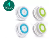 4-Pack: 2 Acne 2 Deep Pore Replacement Facial Brush Heads For Clarisonic Mia