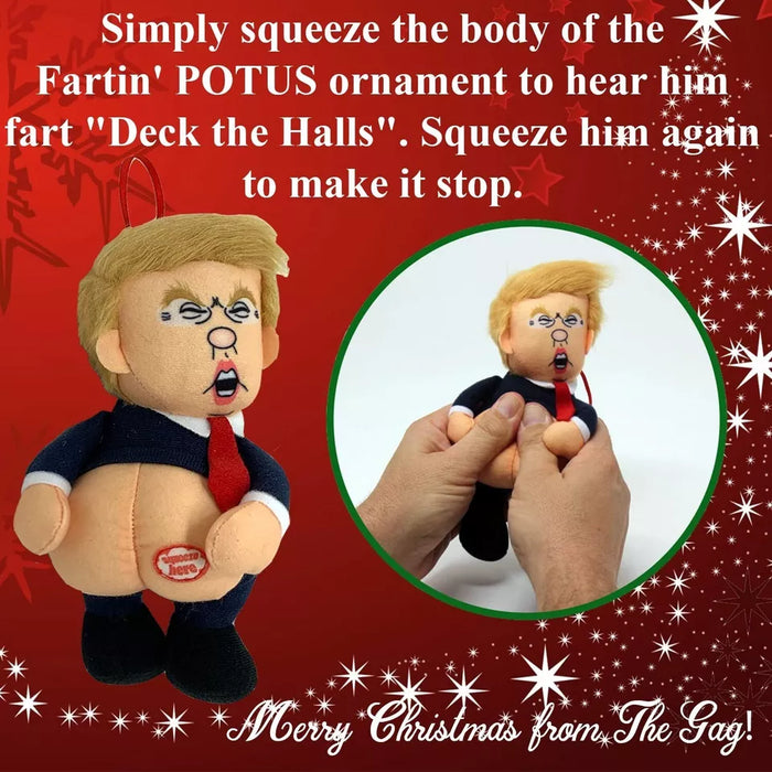 Farting Donald Trump Christmas Ornament-Funny He Farts Deck The Halls Men Women