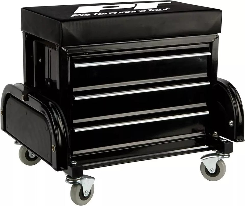 3-Drawer Tattoo Barber Rolling Chest Workstation Seat With Magnetic Side Trays