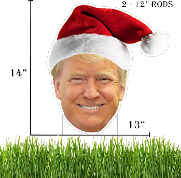 Funny Trump Santa Hat Cut Out JD Vance 2024 Yard Sign with H Stake for President