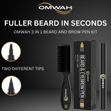 OMWAH Beard Pen Pencil Kit Long Lasting Filler Tool For Eyebrow Moustache Hair