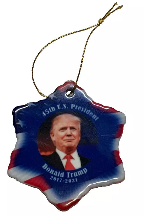 Donald Trump 45th US President Porcelain Christmas Double Sided Ornament