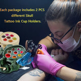 Tattoo Ink Cup Holder SOTICA 2Pcs Lots Design Hard Skull Resin Tattoo Ink Cap C