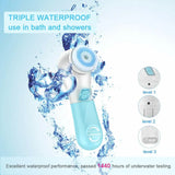 Facial Cleansing Brush,UMICKOO Face Brush Waterproof With 5 Exfoliating Heads,Rotary Spin Brush Cleansing System for Gentle Exfoliation and Deep Scrubbing (Blue)