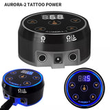 Aurora 2 Tattoo Power Supply Digital Colorful LED Dual Mode Critical Machine - Black color