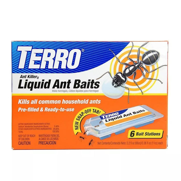 TERRO T300 Ant Killer II, Liquid Ant Baits, Package of 6 Bait Stations