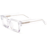 Retro Acetate Thick Square Full Rim Reading Glasses Retro Unisex CRYSTAL