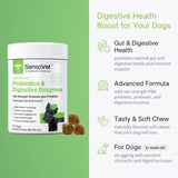 SensoVet Probiotic Chews for Dogs + Advanced Prebiotic Enzymes | Digestive Care Vet Strength PB6 Probiotic Technology | Made in USA