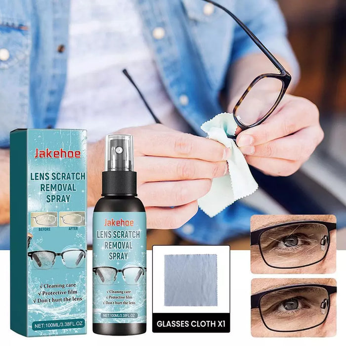 Lens Scratch Removal Spray, Eyeglass Windshield Glass Repair Solution, Lens Scratch Remover,Glasses Cleaner Spray for Sunglasses Screen Cleaner Kits, Eyeglass Glass Scratch Repair Liquid (1pc)