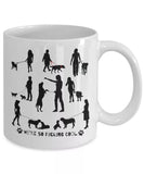 DOG MOM Mug /Cup Gift for Dog parents "NEVER WALK ALONE" (BLUE/WHITE) Mug-11 oz.