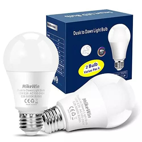 Dusk To Dawn Light Bulbs Outdoor 2 Pack Auto On/off Light Sensor Led Bulb 12w10