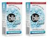 Lot 2 Blink Tears Lubricating Eye Drops Mild Moderate Dry Eye 0.5 FlOz