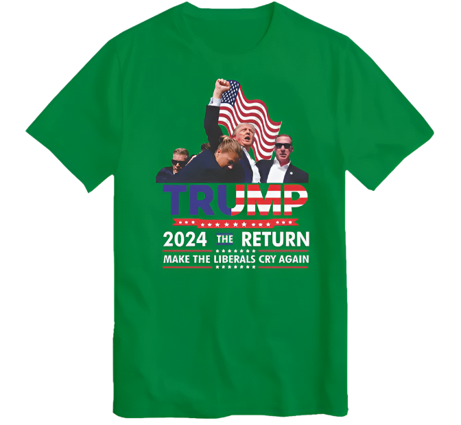 Donald TRUMP 2024 Shot Assassination T-Shirt Mugshot Make Liberal Cry T Shirt, (Kelly Green, 9-11 YEARS)
