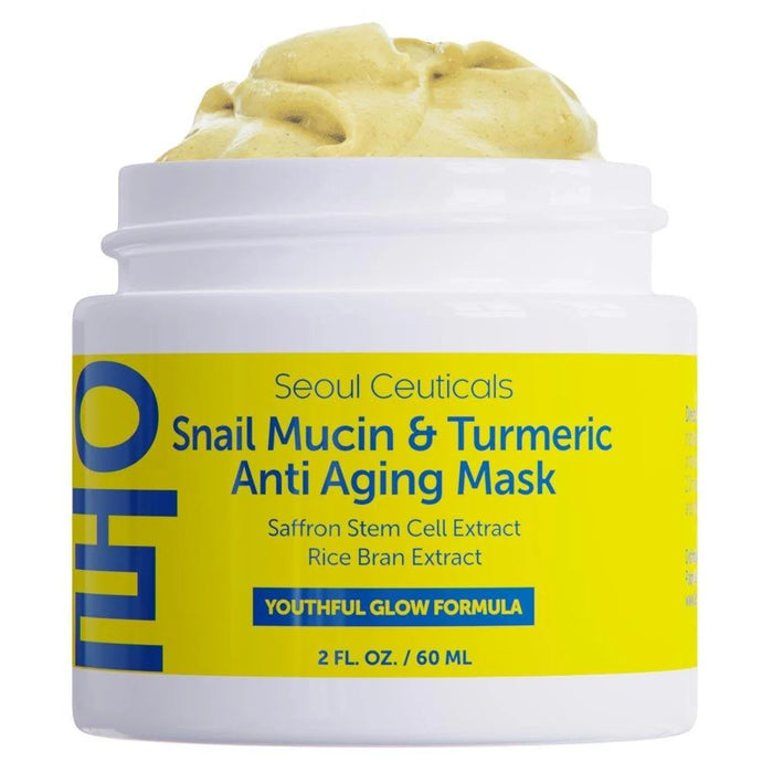 SEOULCEUTICALS Korean Face Mask Skin Care - Snail Mucin Turmeric Mask for Face – Cruelty Free K Beauty Anti Aging Face Mask for Healthy, Youthful Glow 2oz