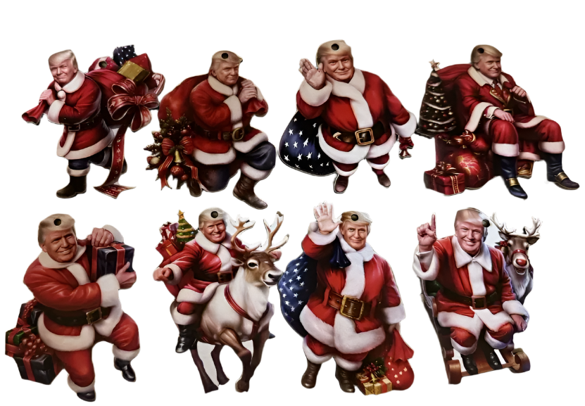 8 Piece Donald Trump Novelty Wooden Ornaments