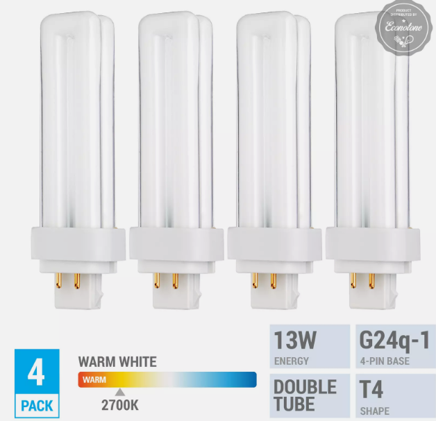 Pack REPLACES PHILIPS 383257 13W/827/4P/ALTO Double Tube 4-Pin G24Q-1 Warm White