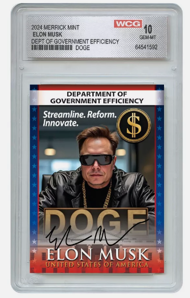 2024 ELON MUSK Trump Dept of Government Efficiency Trading Card DOGE GEM MINT 10