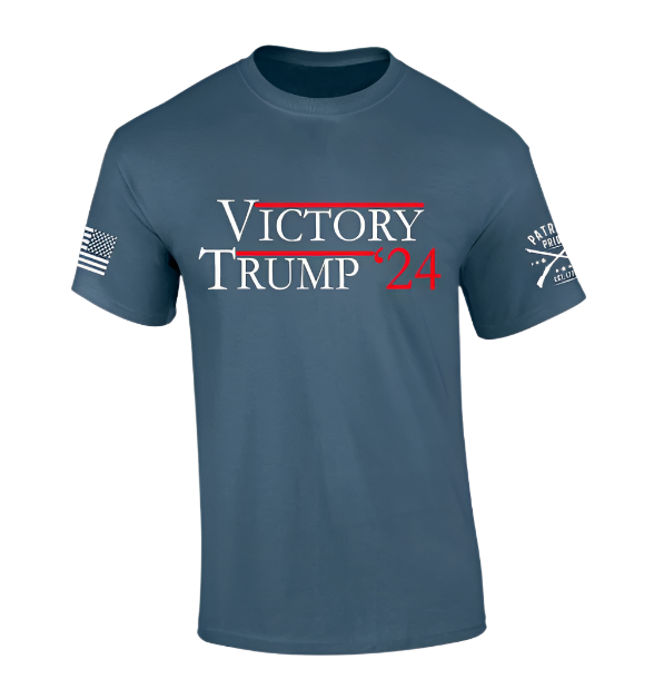 Trenz Shirt Company Trump Indigo Tshirt Victory Trump 2024 Short Sleeve T-shirt (S)