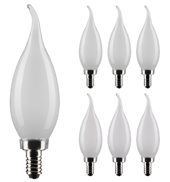 6 Pack Chandelier LED 4W 40W 120V CA11 Candelabra E12 Frosted 2700K Warm White