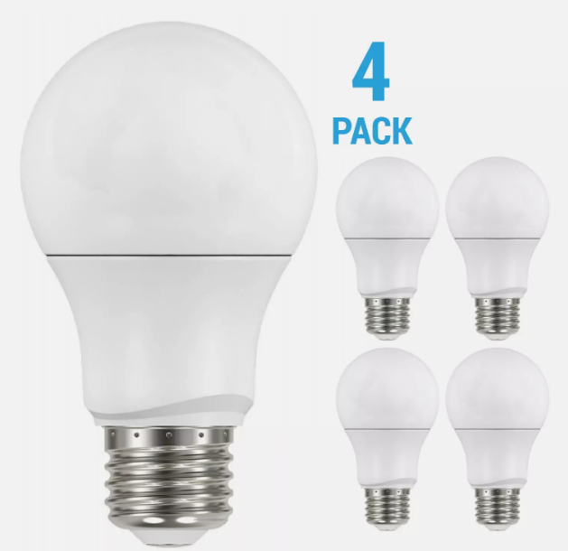 4 Pack Bulbs Satco S11415 LED 120V 9.5W 60W A19 Medium Base E26 3000k Warm White